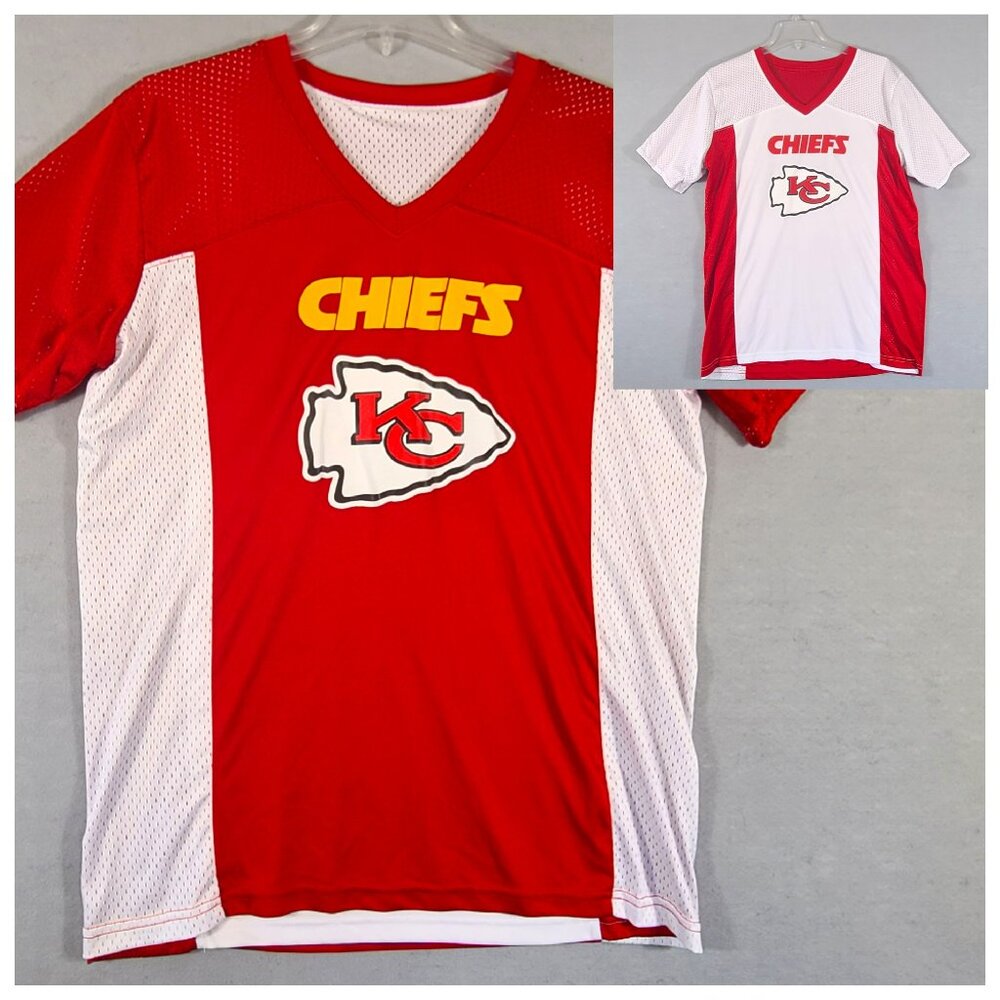 Kansas City Chiefs NFL Flag USA Football Jersey Reversible Red White Arrowhead